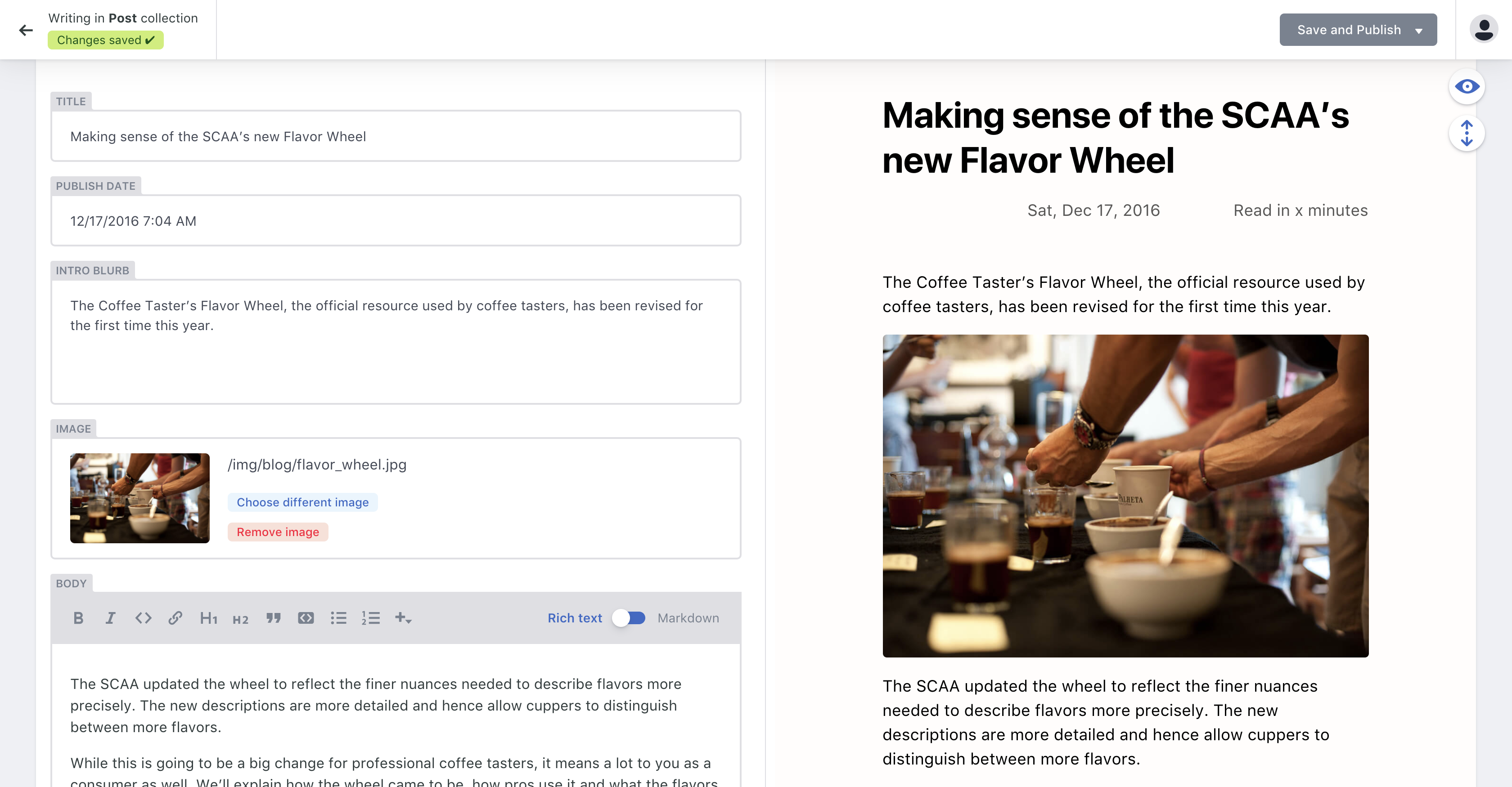 In-post view for editors
